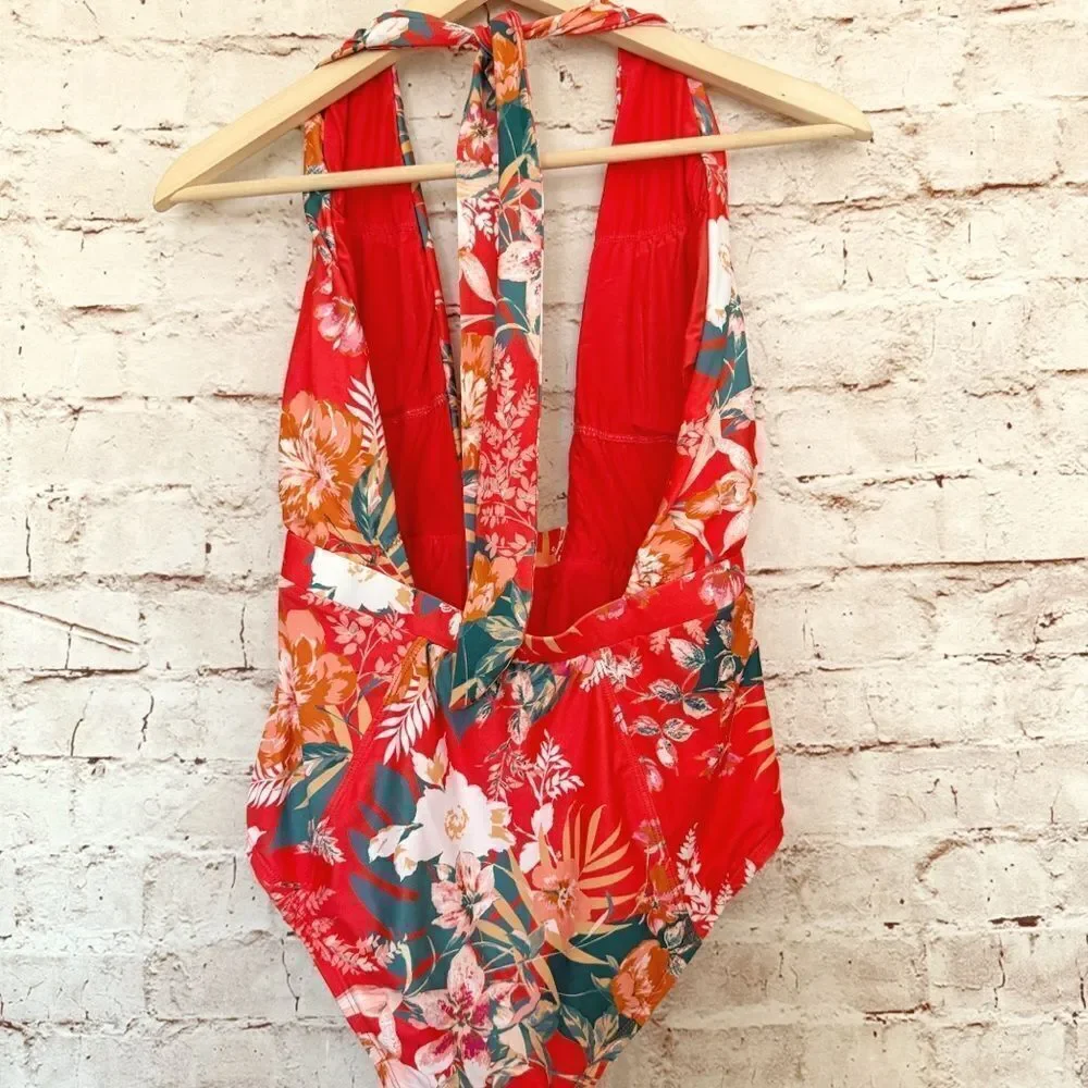 ModCloth floral plunge swimsuit